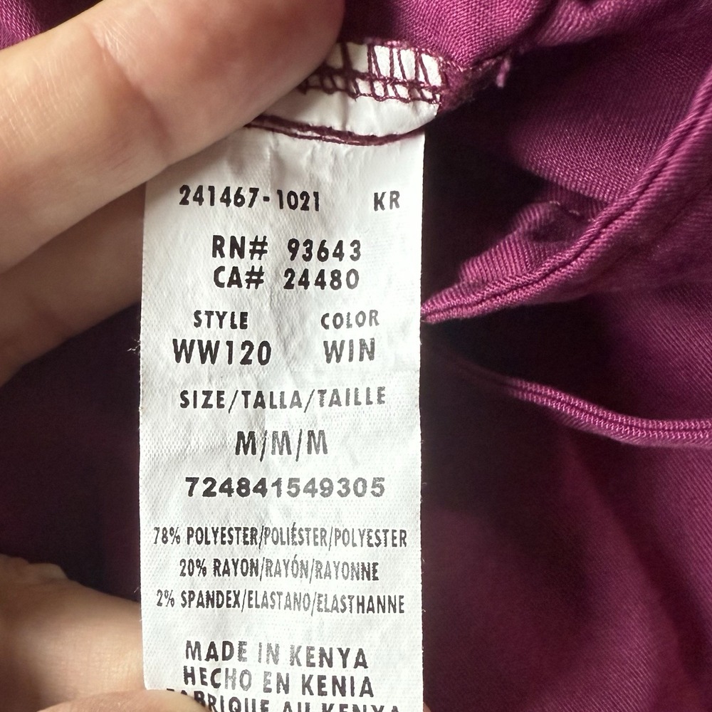 Cherokee Workwear Revolution Size M Tall Slight‎ Flare Drawstring Scrubs Maroon - Picture 6 of 9